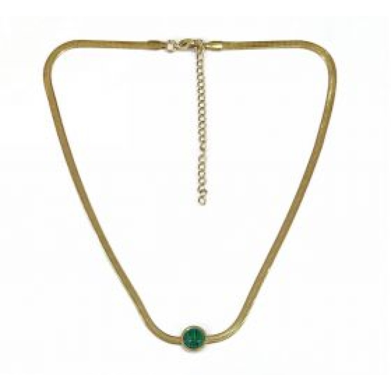 Kostibas 1013-884XP, Κολιέ, Ατσάλι, Μοτίφ, Χρυσό/Πράσινο