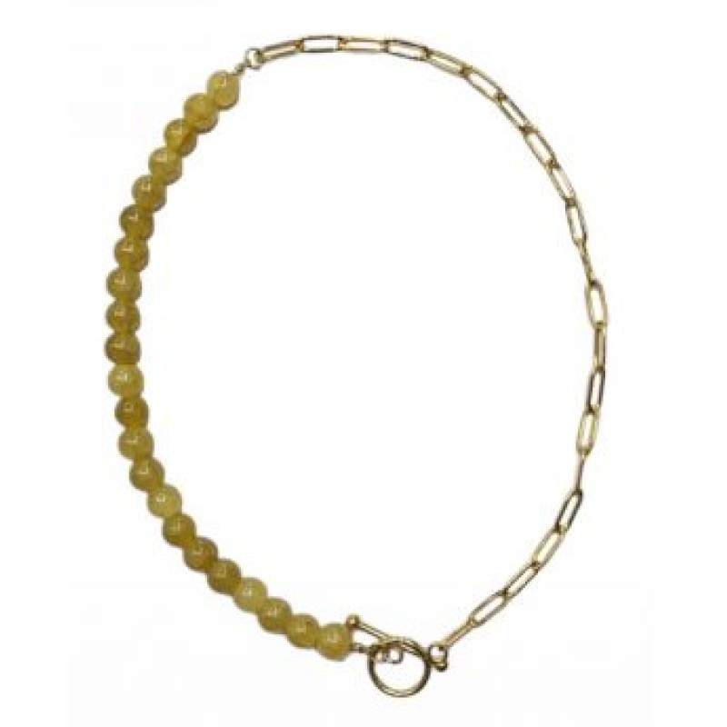 Kostibas 1013-775W1, Κολιέ, Ατσάλι, Γυαλί, Χρυσό/Κίτρινο