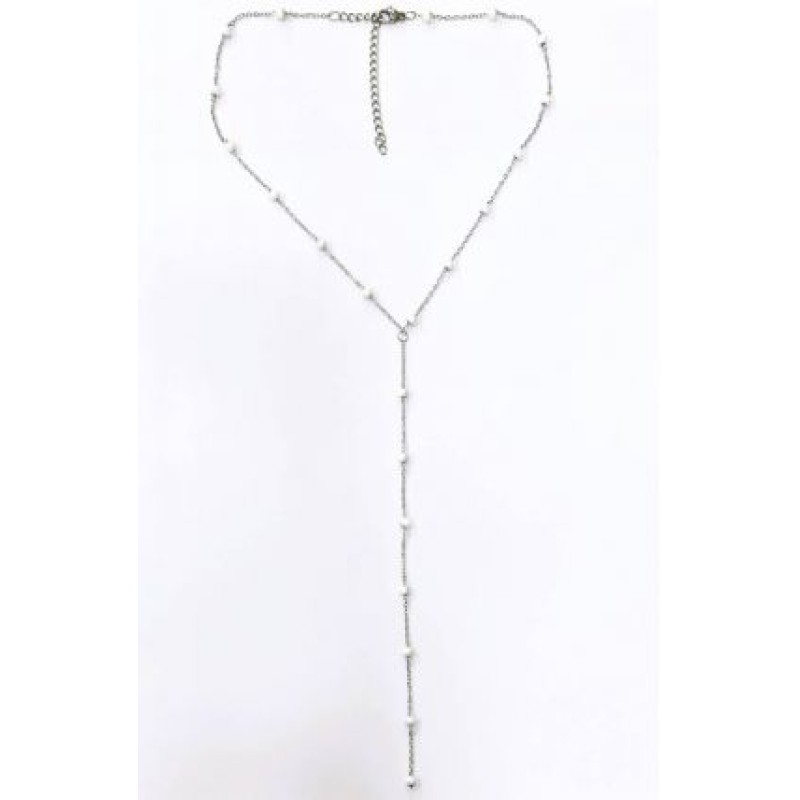 Kostibas 1013-703AL, Κολιέ, Ατσάλι, Ασημί/Λευκό