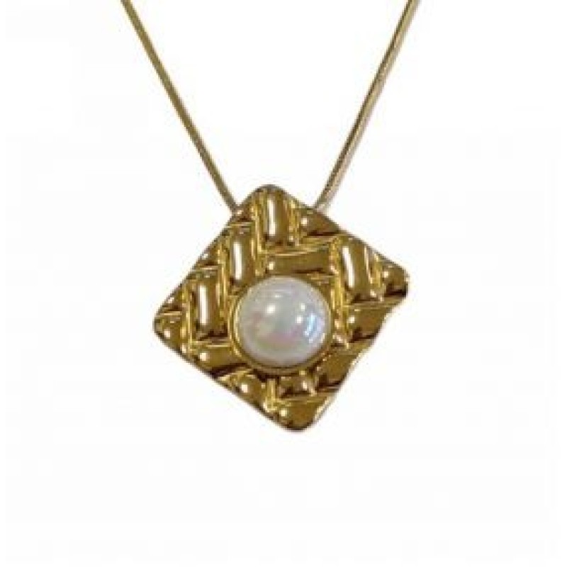 Kostibas 1013-613XL, Κολιέ, Ατσάλι, Μοτίφ, Χρυσό/Λευκό