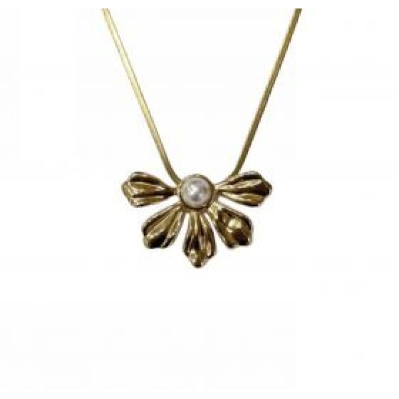 Kostibas 1013-614XL, Κολιέ, Ατσάλι, Μοτίφ, Χρυσό/Λευκό