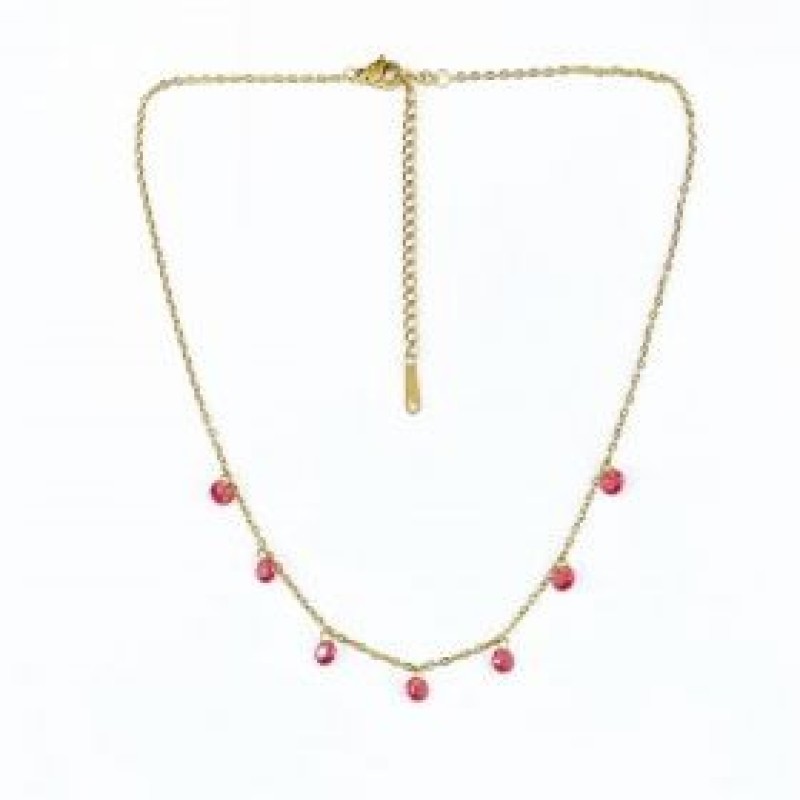 Kostibas 1013-868XF, Κολιέ, Ατσάλι, Μοτίφ, Χρυσό/Φούξια