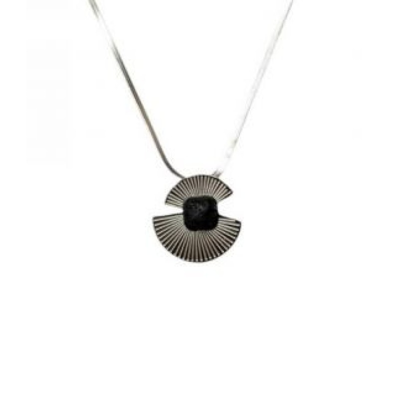 Kostibas 1013-605AA, Κολιέ, Ατσάλι, Μοτίφ, Ασημί/Μαύρο