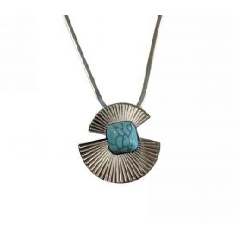 Kostibas 1013-605AD, Κολιέ, Ατσάλι, Μοτίφ, Ασημί/Τιρκουάζ