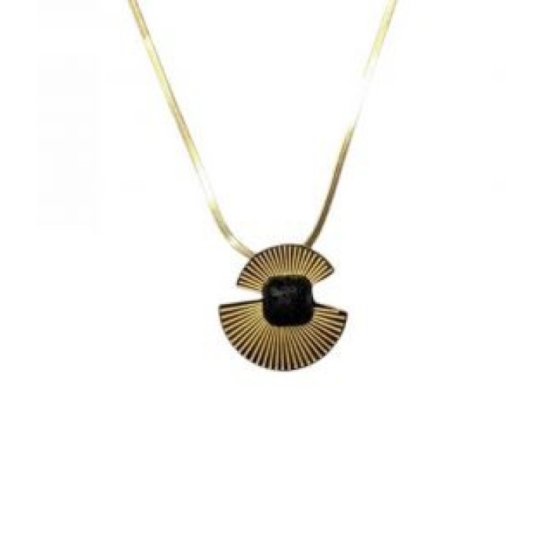 Kostibas 1013-605XA, Κολιέ, Ατσάλι, Μοτίφ, Χρυσό/Μαύρο