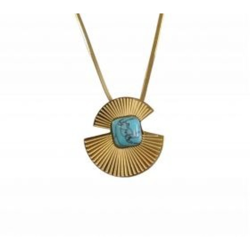 Kostibas 1013-605XD, Κολιέ, Ατσάλι, Μοτίφ, Χρυσό/Τιρκουάζ