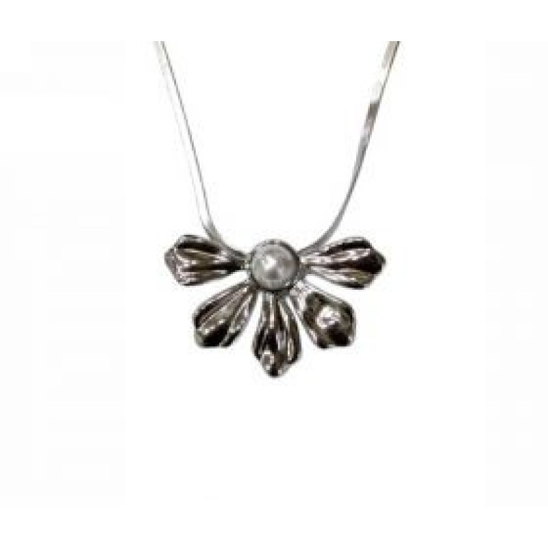 Kostibas 1013-614AL, Κολιέ, Ατσάλι, Μοτίφ, Ασημί/Λευκό