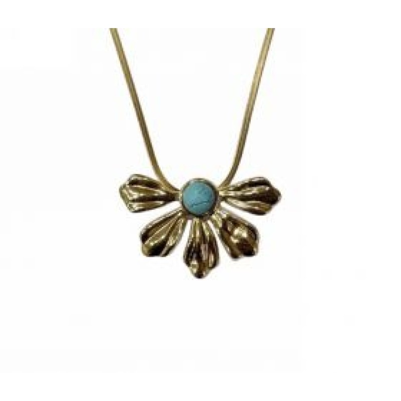 Kostibas 1013-614XD, Κολιέ, Ατσάλι, Μοτίφ, Χρυσό/Τιρκουάζ