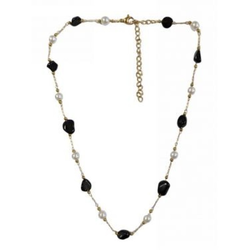 Kostibas 1013-766XM, Κολιέ, Πέτρα/Πέρλα, Χρυσό/Μαύρο