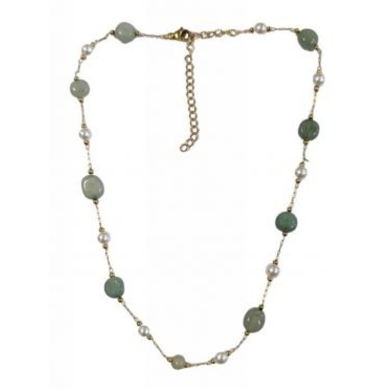 Kostibas 1013-766XP, Κολιέ, Πέτρα/Πέρλα, Χρυσό/Πράσινο