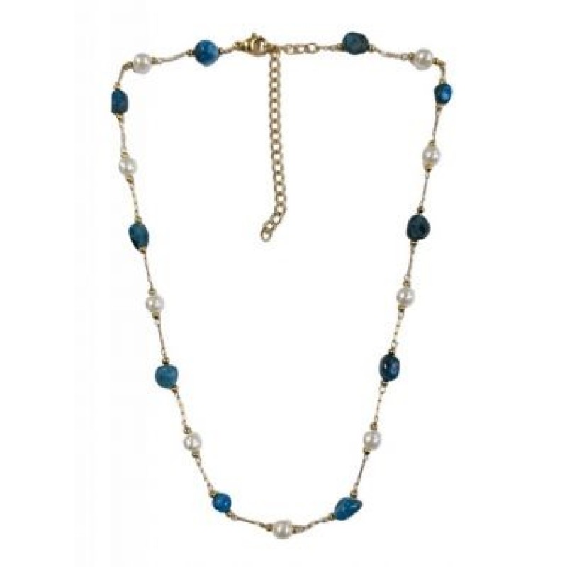 Kostibas 1013-766XT, Κολιέ, Πέτρα/Πέρλα, Χρυσό/Μπλε