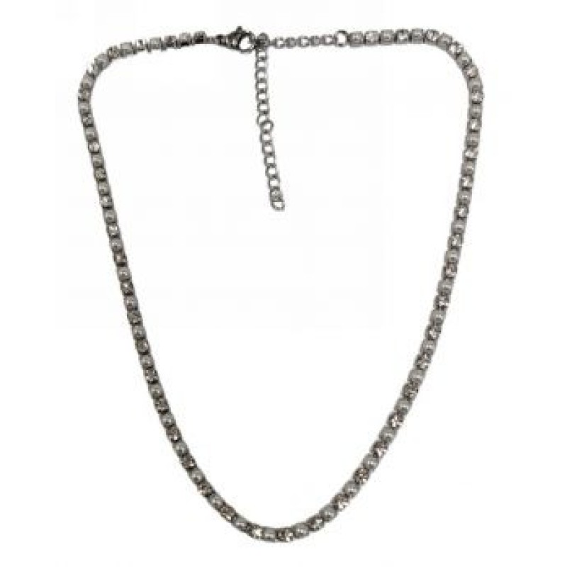 Kostibas 1013-642AL, Κολιέ, Ατσάλι, Στρας, Ασημί/Λευκό