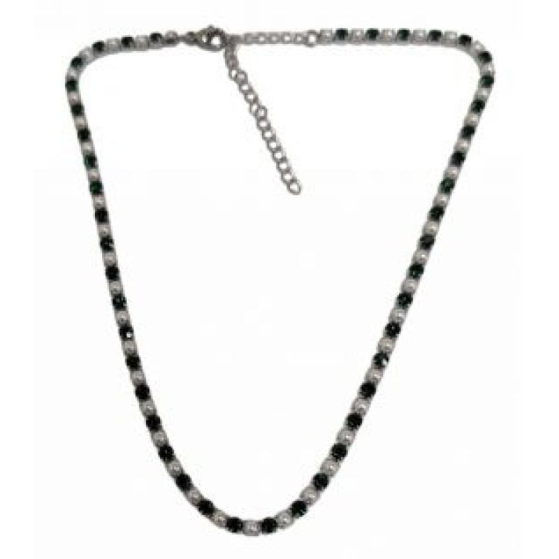 Kostibas 1013-642AP, Κολιέ, Ατσάλι, Στρας, Ασημί/Πράσινο