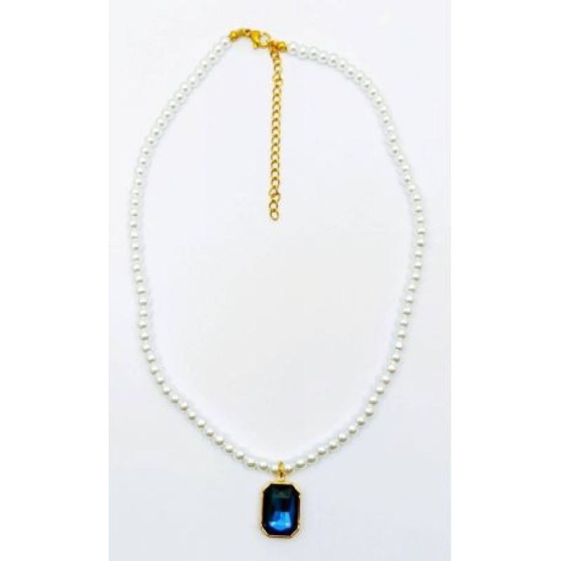 Kostibas 1022-402XB, Κολιέ, Πέρλα, Μοτίφ, Χρυσό/Μπλε