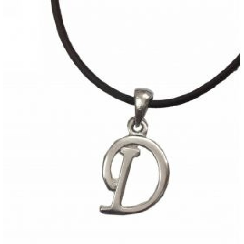 Kostibas1034-503D, Κολιέ, Μονόγραμμα D, Καουτσούκ, Ασημί 