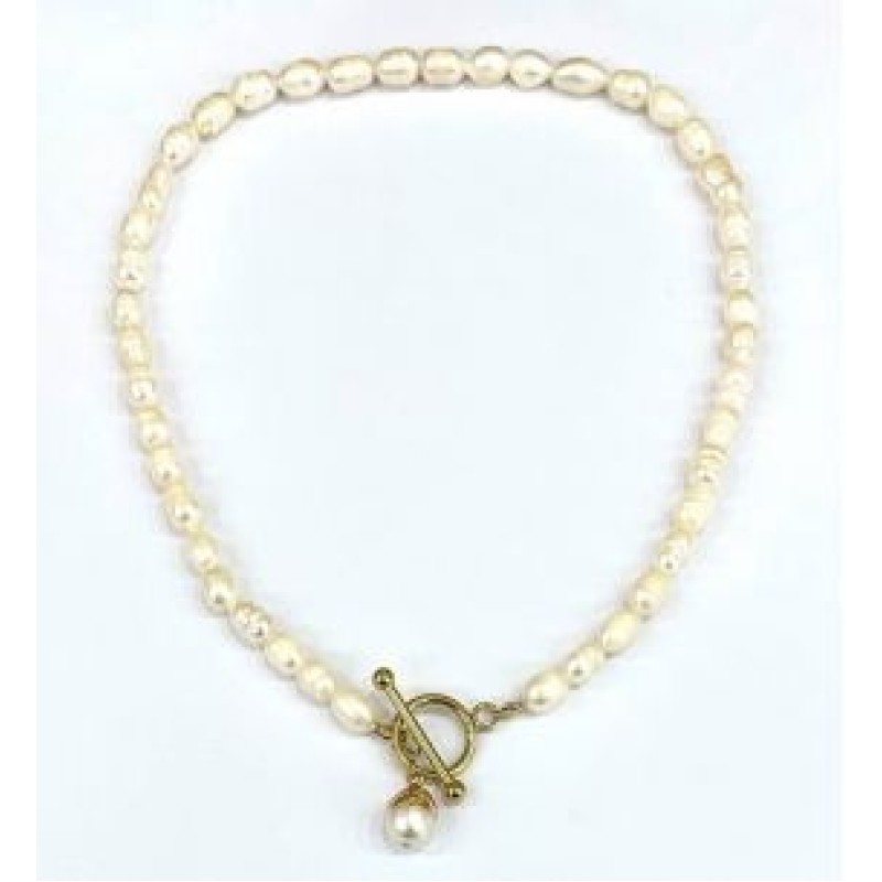 Kostibas 1013-918X, Κολιέ, Ατσάλι, Μαργαριτάρι, Χρυσό