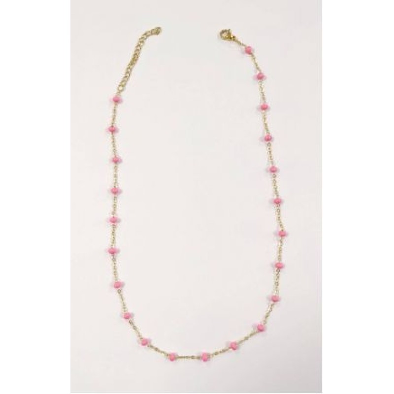 Kostibas 1013-952AF, Κολιέ, Μοτίφ, Ατσάλι, Χρυσό/Φούξια