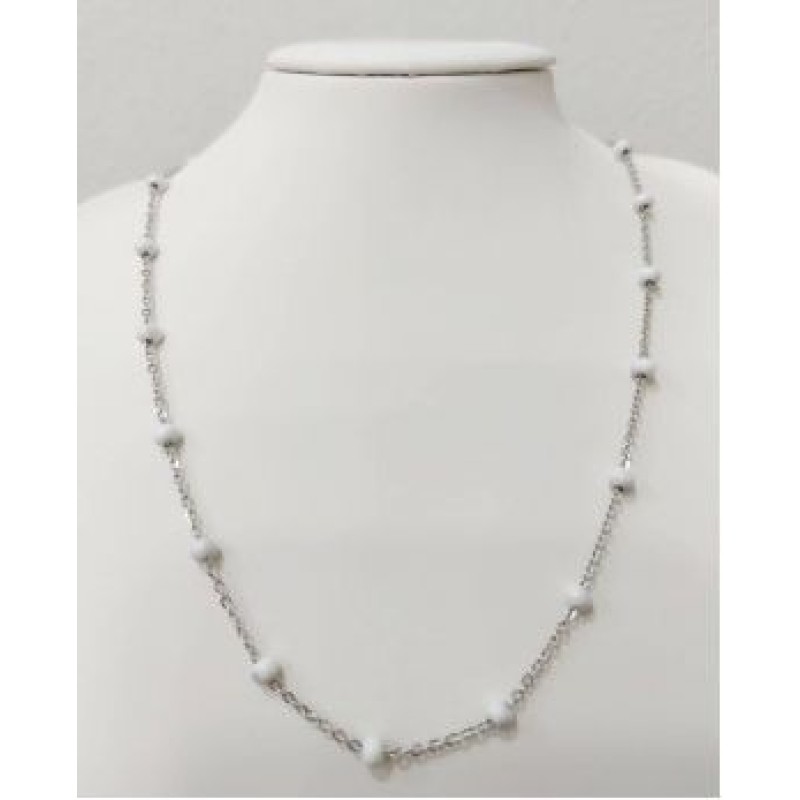 Kostibas 1013-953AL, Κολιέ, Μοτίφ, Ατσάλι, Ασημί/Λευκό