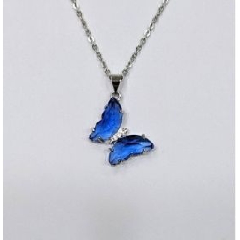 Kostibas 1013-956AB, Κολιέ, Μοτίφ, Ατσάλι, Ασημί/Μπλε