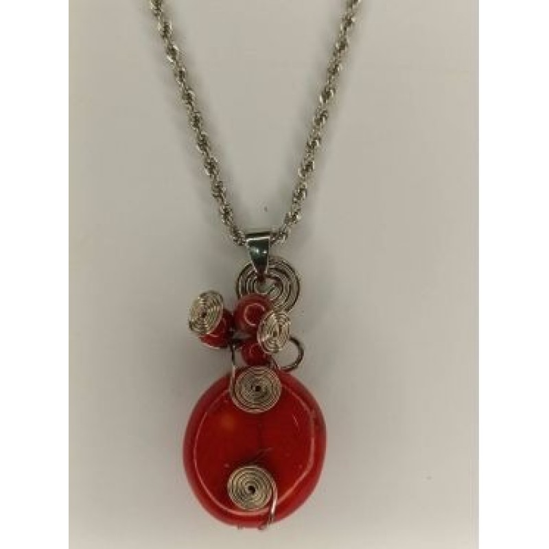 Kostibas 1013-008E, Κολιέ, Μοτίφ, Ατσάλι, Κόκκινο