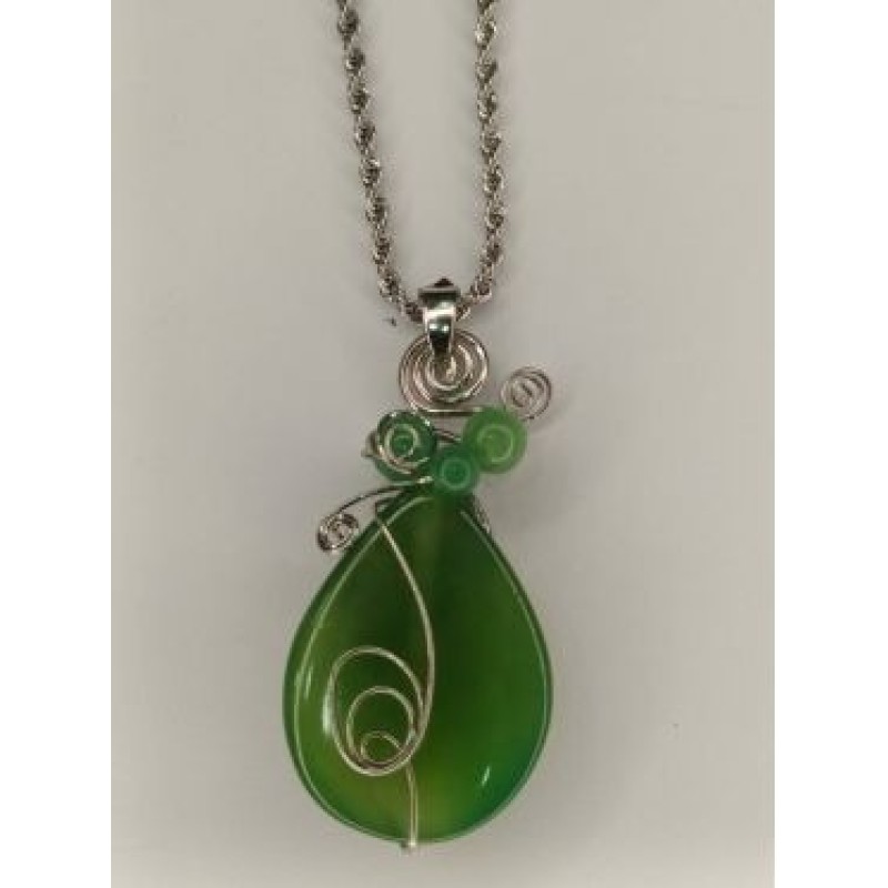 Kostibas 1013-008K, Κολιέ, Μοτίφ, Ατσάλι, Πράσινο