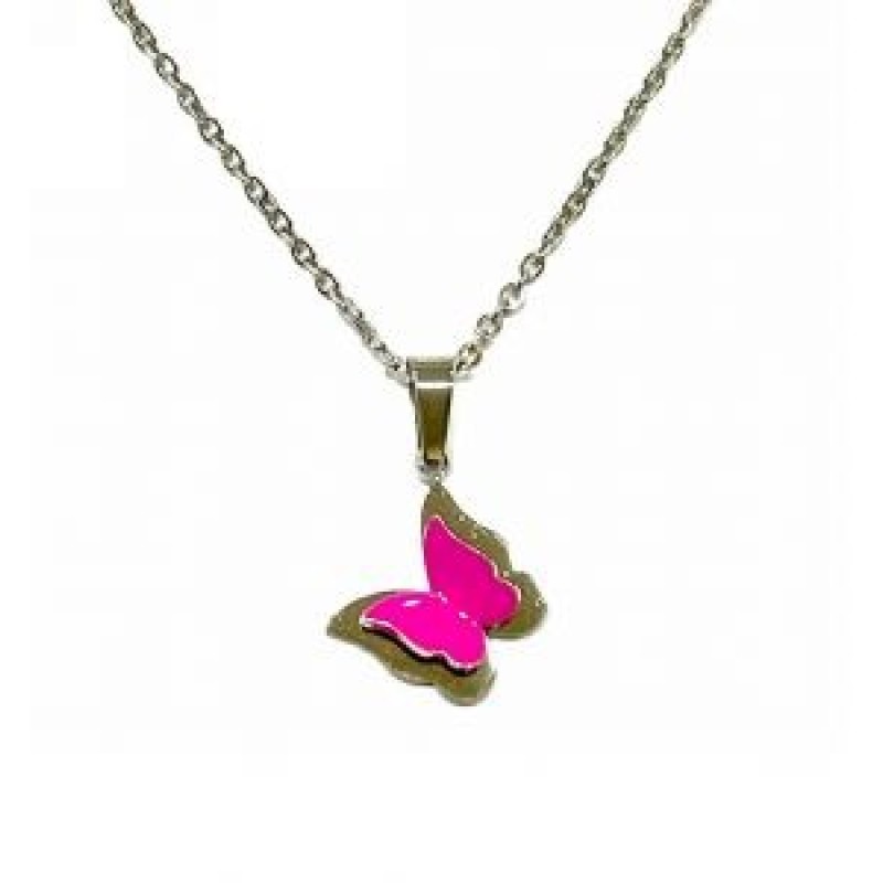 Kostibas 1013-957AF, Κολιέ, Μοτίφ, Ατσάλι, Ασημί/Φούξια