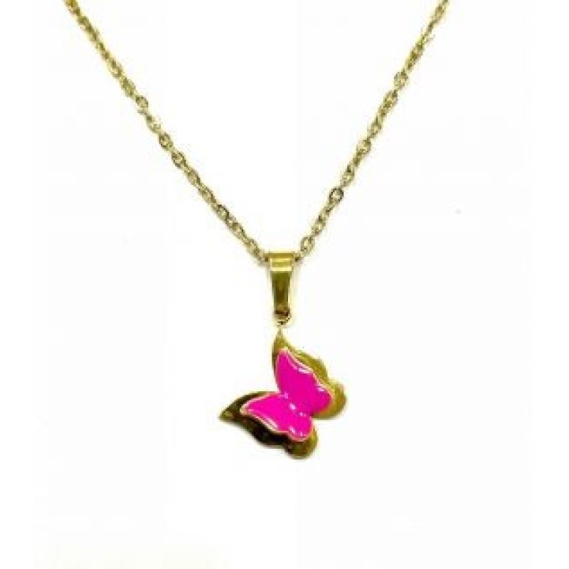 Kostibas 1013-957XF, Κολιέ, Μοτίφ, Ατσάλι, Χρυσό/Φούξια