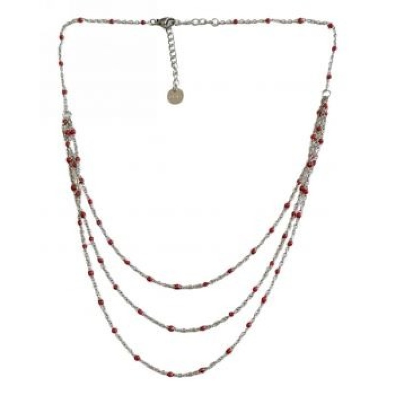 Kostibas 1013-710AU, Κολιέ, Μοτίφ, Ατσάλι, Ασημί/Κόκκινο