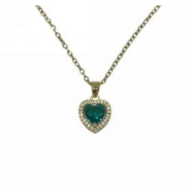 Kostibas 1013-843XP, Κολιέ, Μοτίφ, Ατσάλι, Χρυσό/Πράσινο