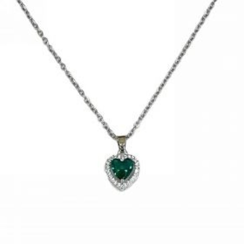 Kostibas 1013-843AP, Κολιέ, Μοτίφ, Ατσάλι, Ασημί/Πράσινο