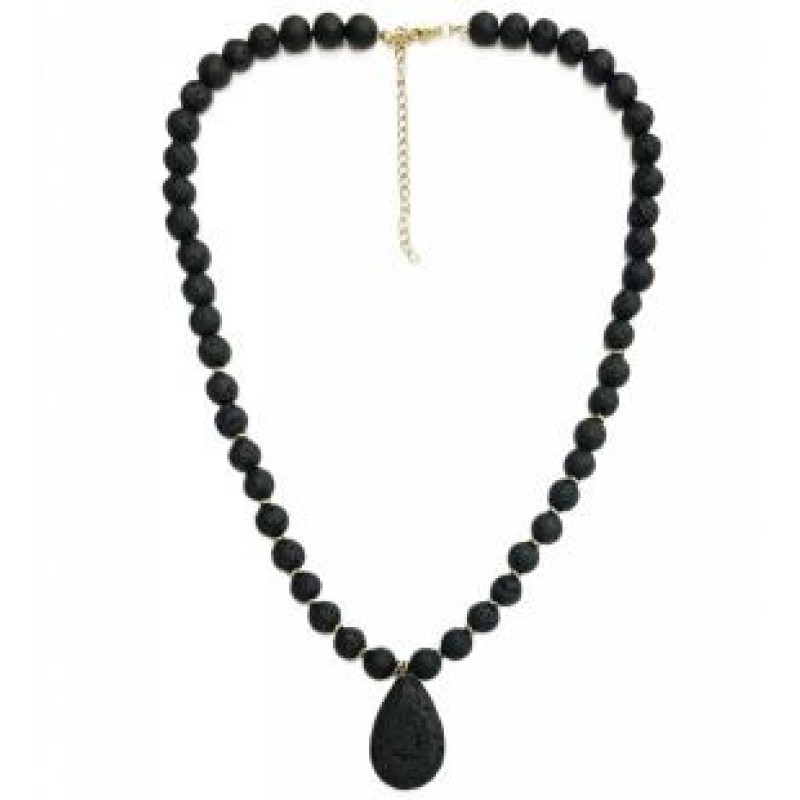 Kostibas 1013-722X3, Κολιέ, Πέτρα, Λάβα, Μαύρο