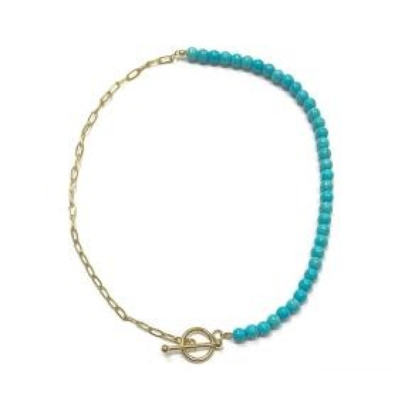 Kostibas 1014-920DX, Κολιέ, Πέτρα, Λάβα, Χρυσό/Τιρκουάζ