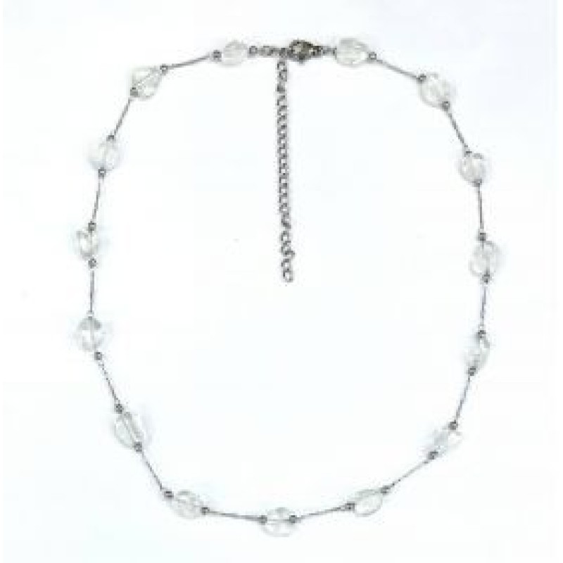 Kostibas 1013-908AL, Κολιέ, Ατσάλι, Πέτρα, Ασημί/Λευκό