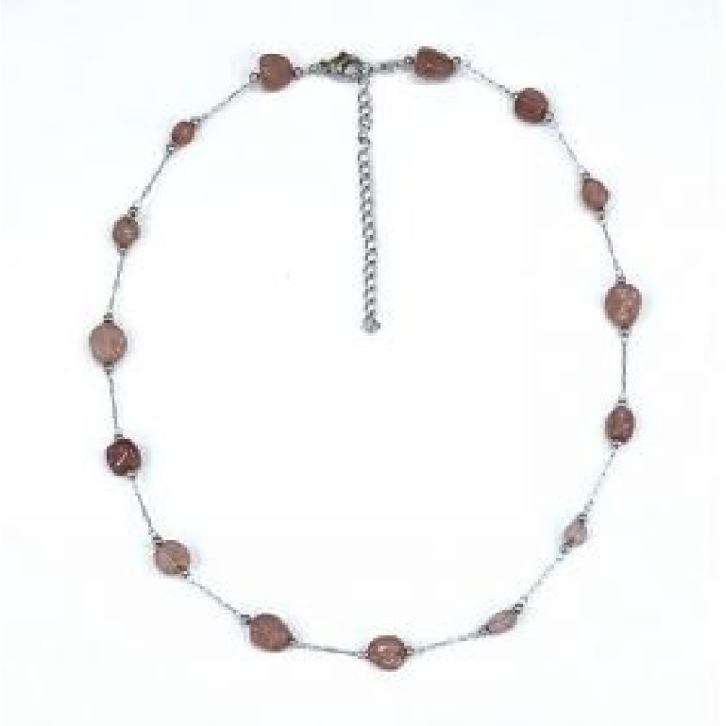 Kostibas 1013-908AR, Κολιέ, Ατσάλι, Πέτρα, Ασημί/Ροζ