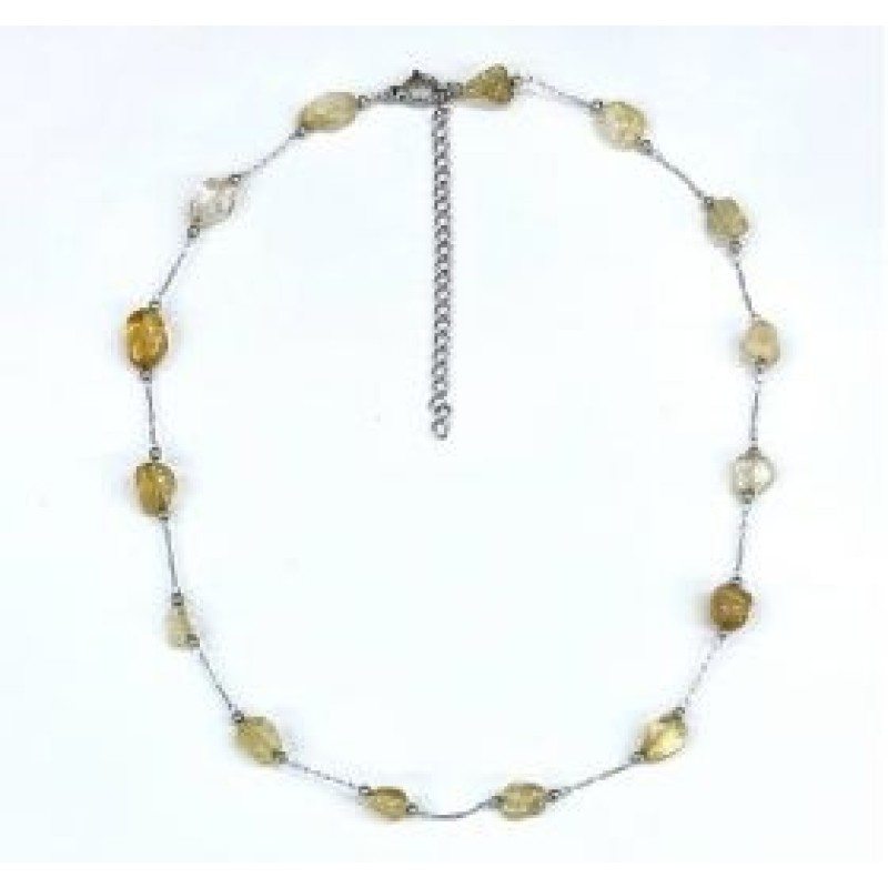 Kostibas 1013-908AY, Κολιέ, Ατσάλι, Πέτρα, Ασημί/Κίτρινο