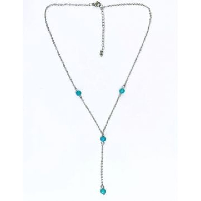 Kostibas 1014-937AD, Κολιέ, Ατσάλι, Πέτρα, Ασημί/Τιρκουάζ