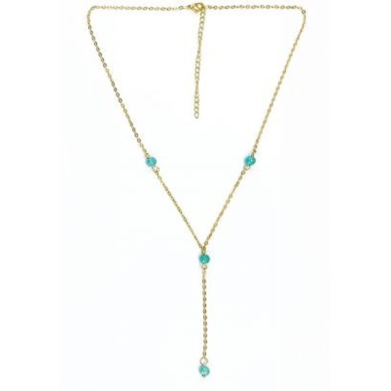 Kostibas 1014-937XD, Κολιέ, Ατσάλι, Πέτρα, Χρυσό/Τιρκουάζ