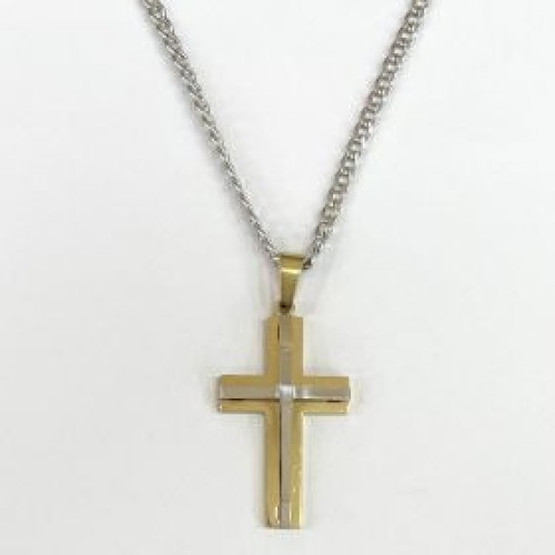 Kostibas 1313-416AX, Σταυρός, Stainless Steel, Ατσάλι, Ασημί/Χρυσό