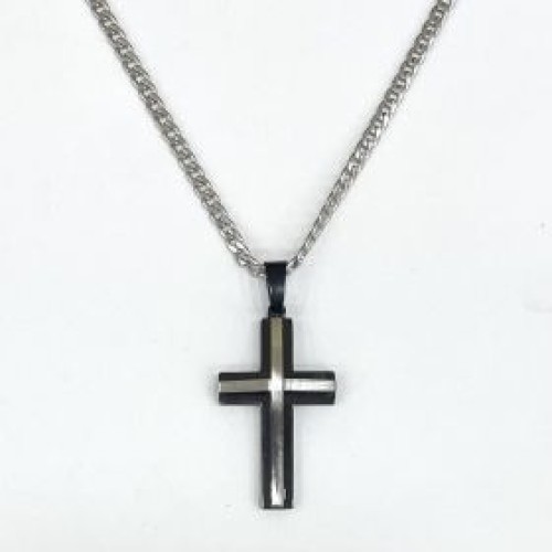 Kostibas 1313-416AM, Σταυρός, Stainless Steel, Ατσάλι, Ασημί/Μαύρο