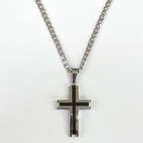 Kostibas 1313-435AM, Σταυρός, Stainless Steel, Ατσάλι, Ασημί/Μαύρο