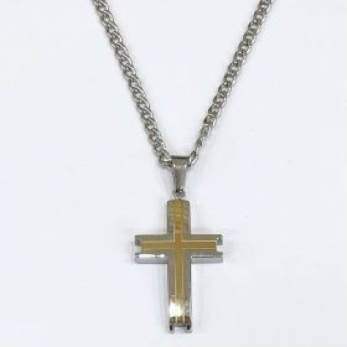 Kostibas 1313-435AX, Σταυρός, Stainless Steel, Ατσάλι, Ασημί/Χρυσό