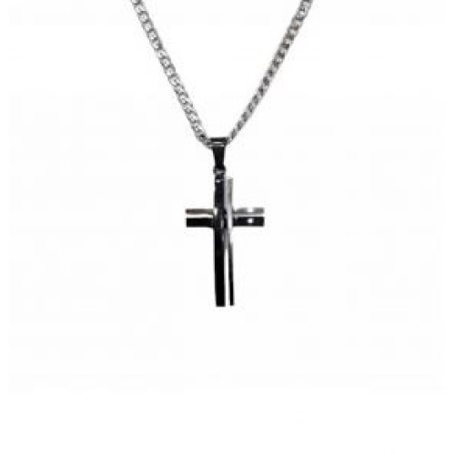 Kostibas 1313-445AM, Σταυρός, Stainless Steel, Ατσάλι, Ασημί/Μαύρο