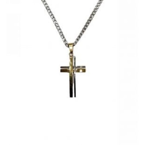 Kostibas 1313-445AX, Σταυρός, Stainless Steel, Ατσάλι, Ασημί/Χρυσό
