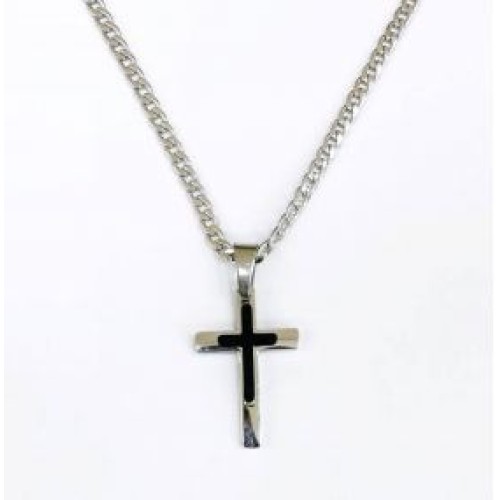 Kostibas 1313-448AM, Σταυρός, Stainless Steel, Ατσάλι, Ασημί/Μαύρο