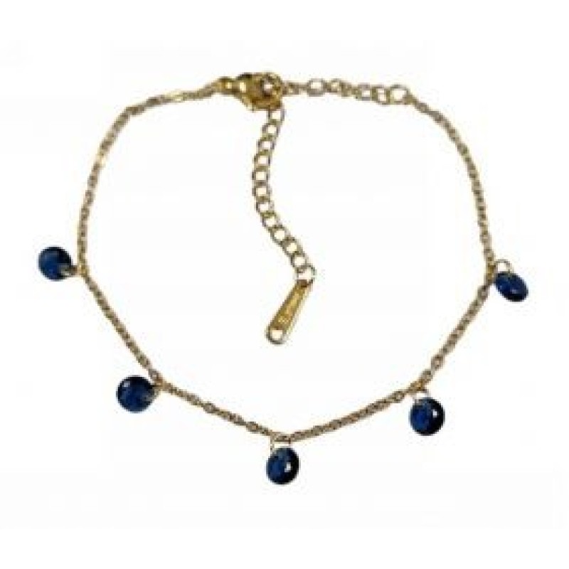 Kostibas 1513-868XB, Βραχιόλι, Ατσάλι, Γυαλί, Χρυσό/Μπλε