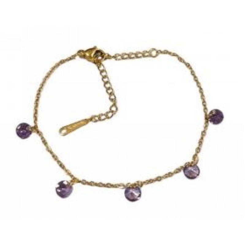 Kostibas 1513-868XJ, Βραχιόλι, Ατσάλι, Γυαλί, Χρυσό/Μωβ