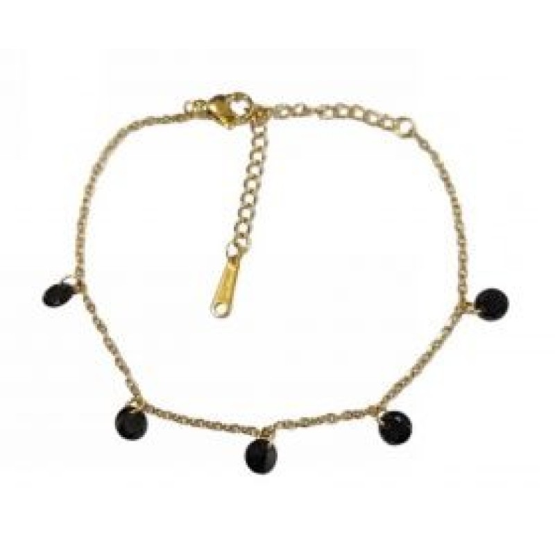 Kostibas 1513-868XM, Βραχιόλι, Ατσάλι, Γυαλί, Χρυσό/Μαύρο