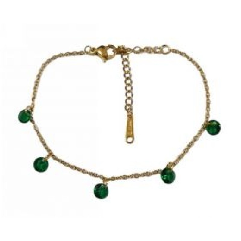 Kostibas 1513-868XP, Βραχιόλι, Ατσάλι, Γυαλί, Χρυσό/Πράσινο