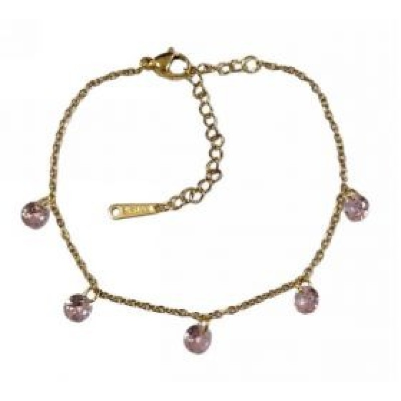 Kostibas 1513-868XR, Βραχιόλι, Ατσάλι, Γυαλί, Χρυσό/Ροζ