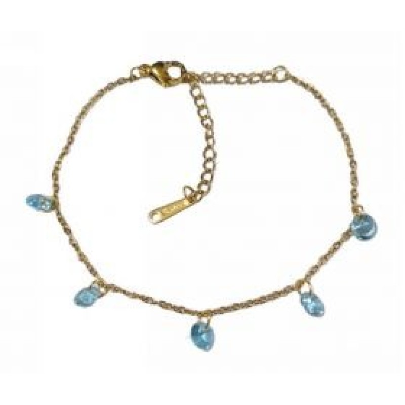 Kostibas 1513-868XT, Βραχιόλι, Ατσάλι, Γυαλί, Χρυσό/Τιρκουάζ